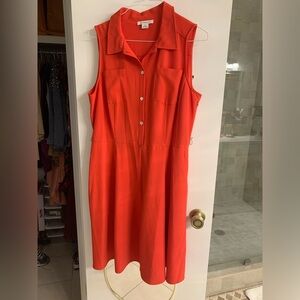 Dress Liz Claiborne Orange Dress button front, left side zipper, needs belt.